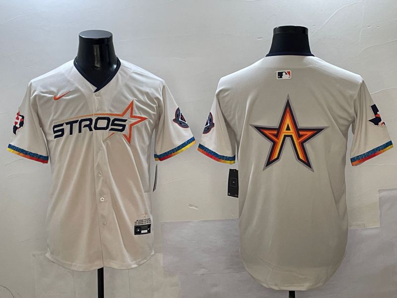 Men Houston Astros Blank Cream Fourth generation Joint Name 2025 Nike MLB Jersey style 4143